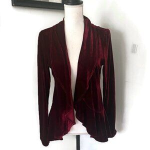 Vintage Boho ONE WORLD Burgundy velvet Jacket